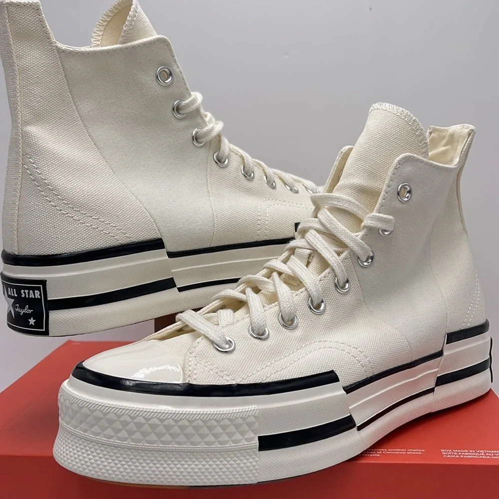 Converse WMNS CHUCK 70 PLUS HI EGRET/BLACK/EGRET A00915C Platforms Sneakers